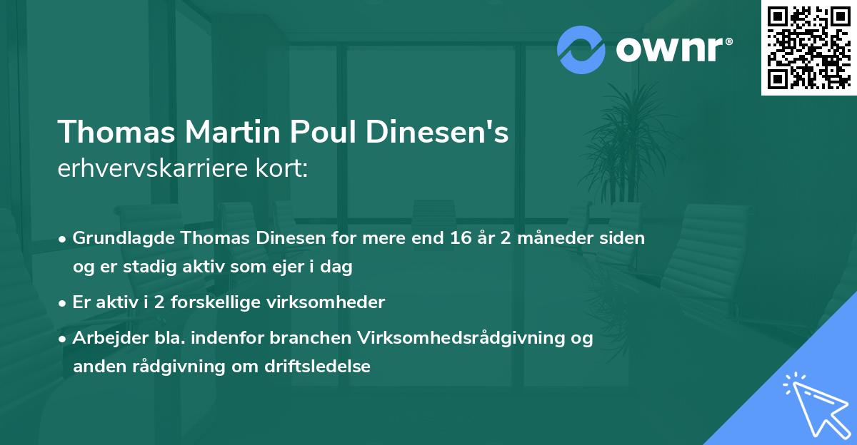 Thomas Martin Poul Dinesen's erhvervskarriere kort