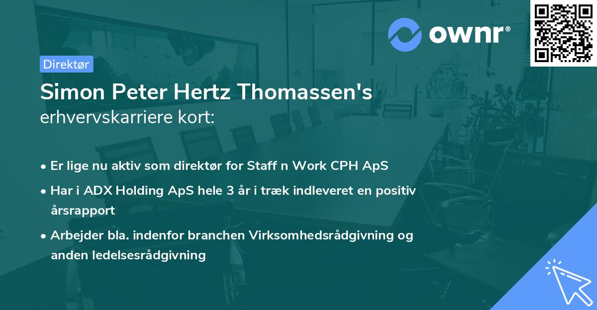 Simon Peter Hertz Thomassen's erhvervskarriere kort