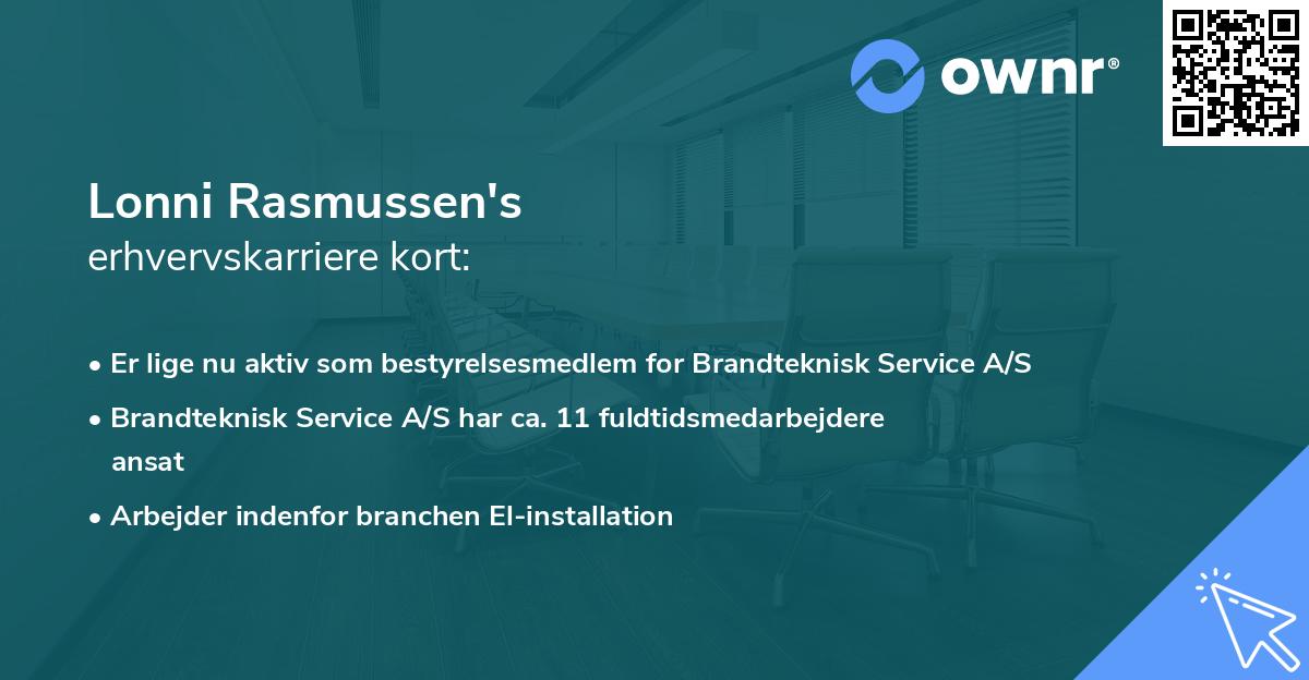 Lonni Rasmussen's erhvervskarriere kort