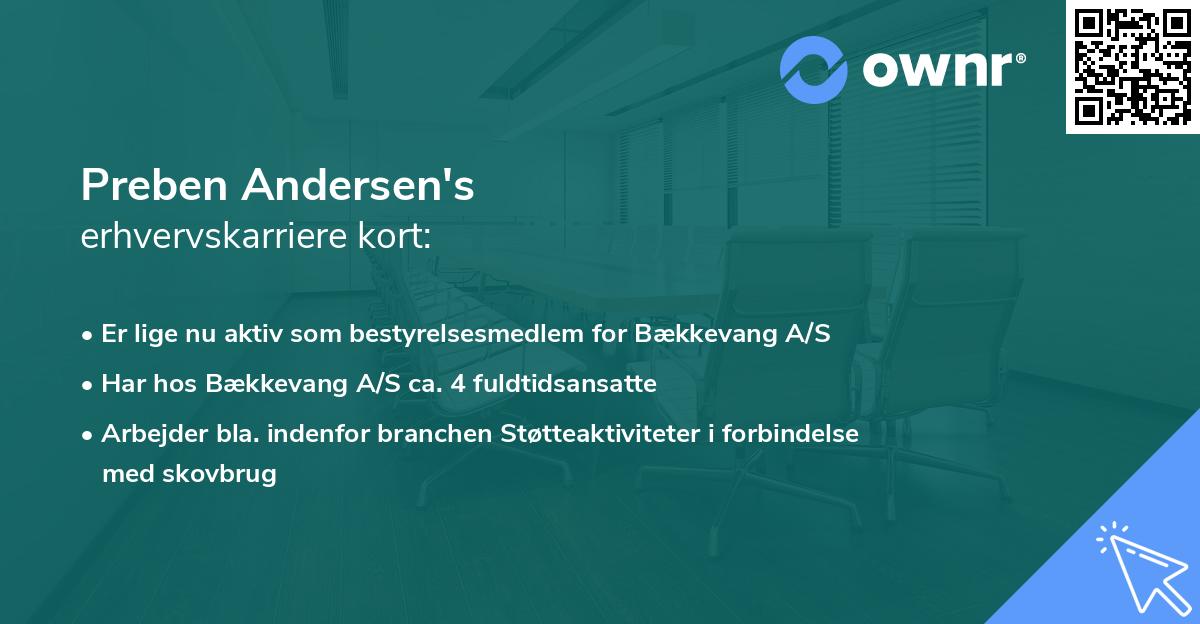 Preben Andersen's erhvervskarriere kort