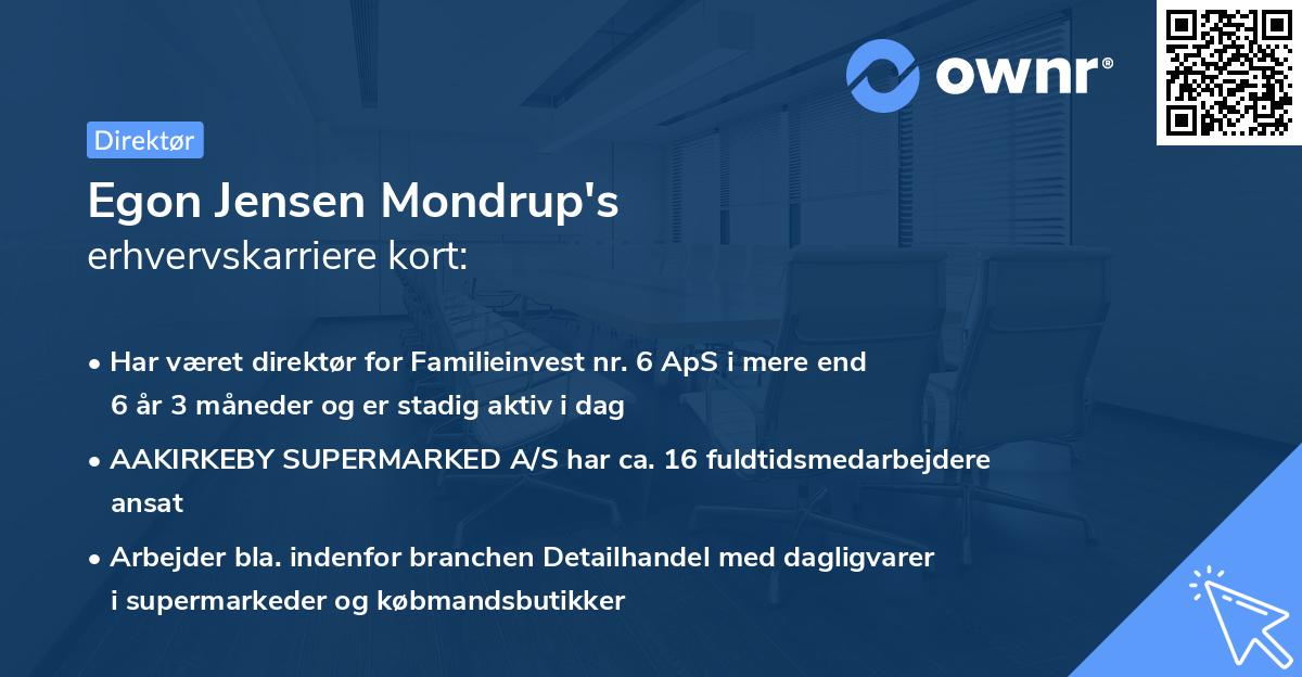 Egon Jensen Mondrup's erhvervskarriere kort