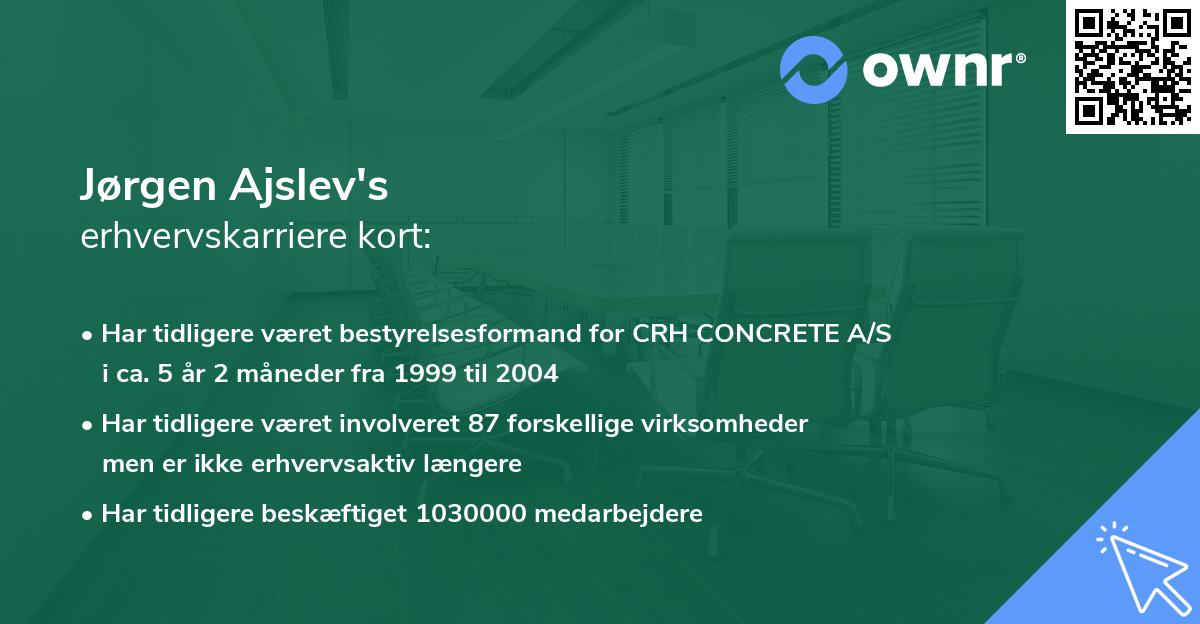 Jørgen Ajslev's erhvervskarriere kort