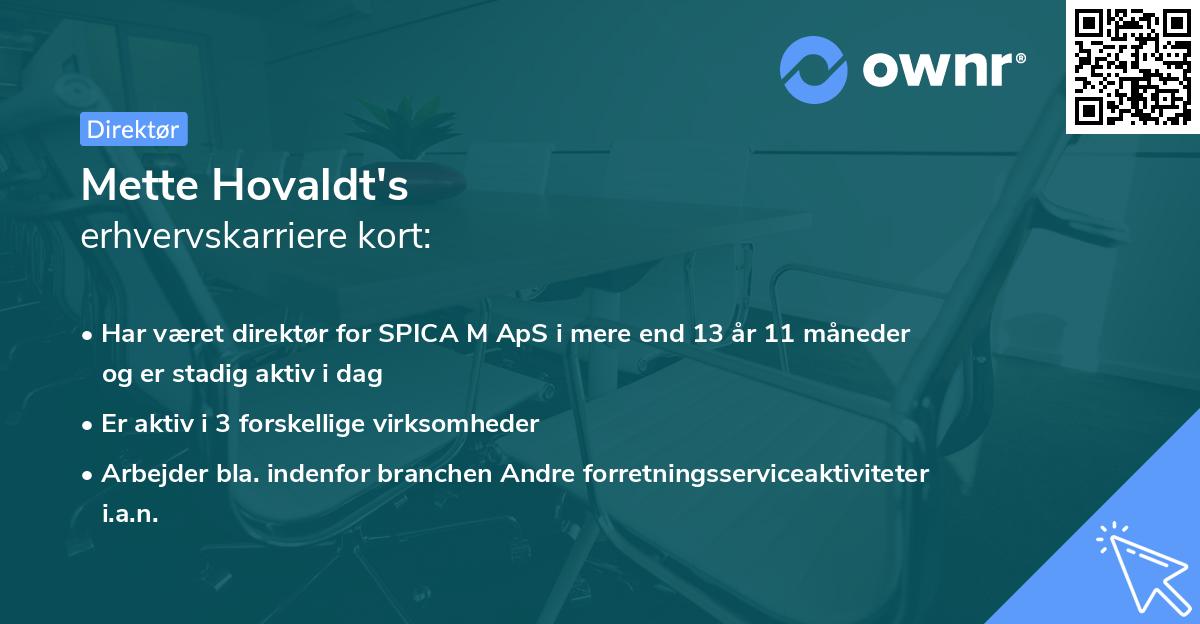 Mette Hovaldt's erhvervskarriere kort
