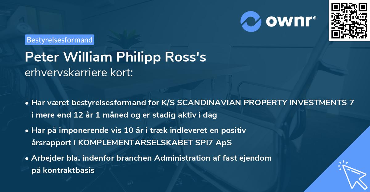 Peter William Philipp Ross's erhvervskarriere kort