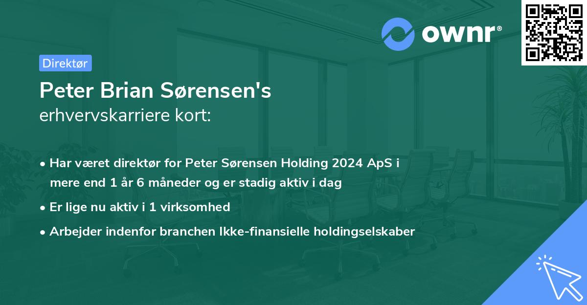 Peter Brian Sørensen's erhvervskarriere kort