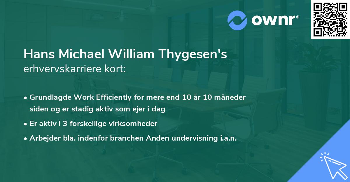 Hans Michael William Thygesen's erhvervskarriere kort