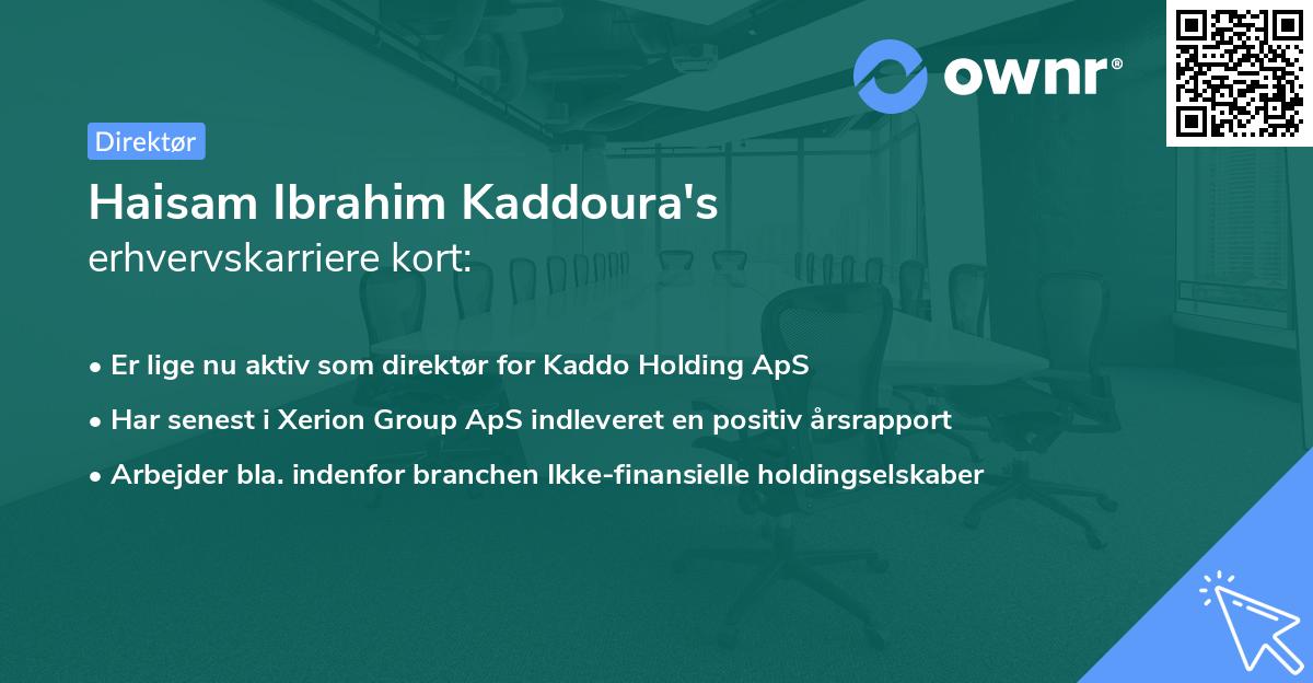Haisam Ibrahim Kaddoura's erhvervskarriere kort