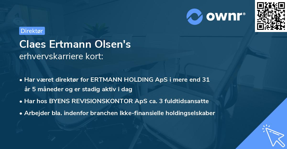 Claes Ertmann Olsen's erhvervskarriere kort