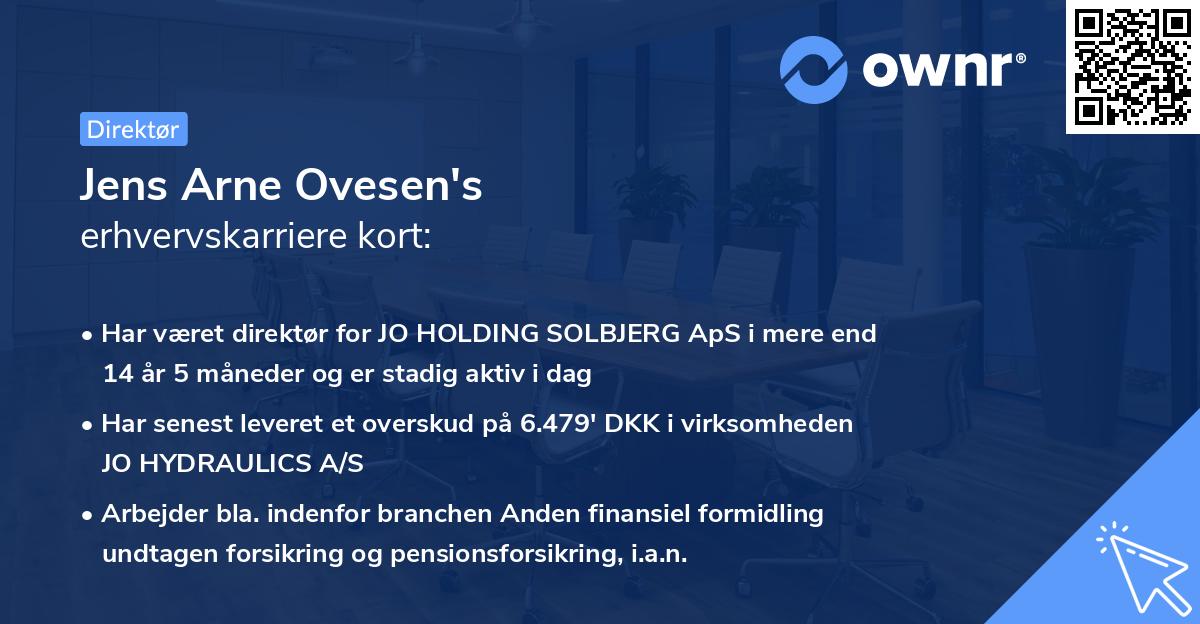 Jens Arne Ovesen's erhvervskarriere kort