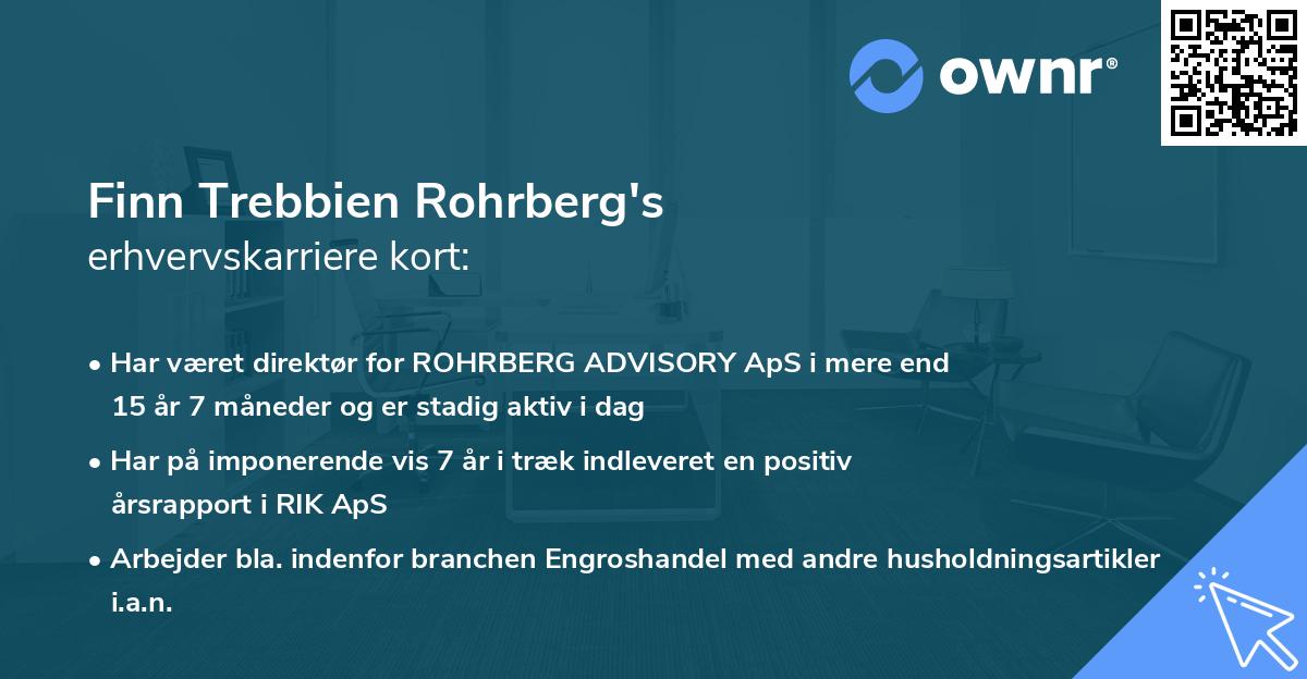 Finn Trebbien Rohrberg's erhvervskarriere kort