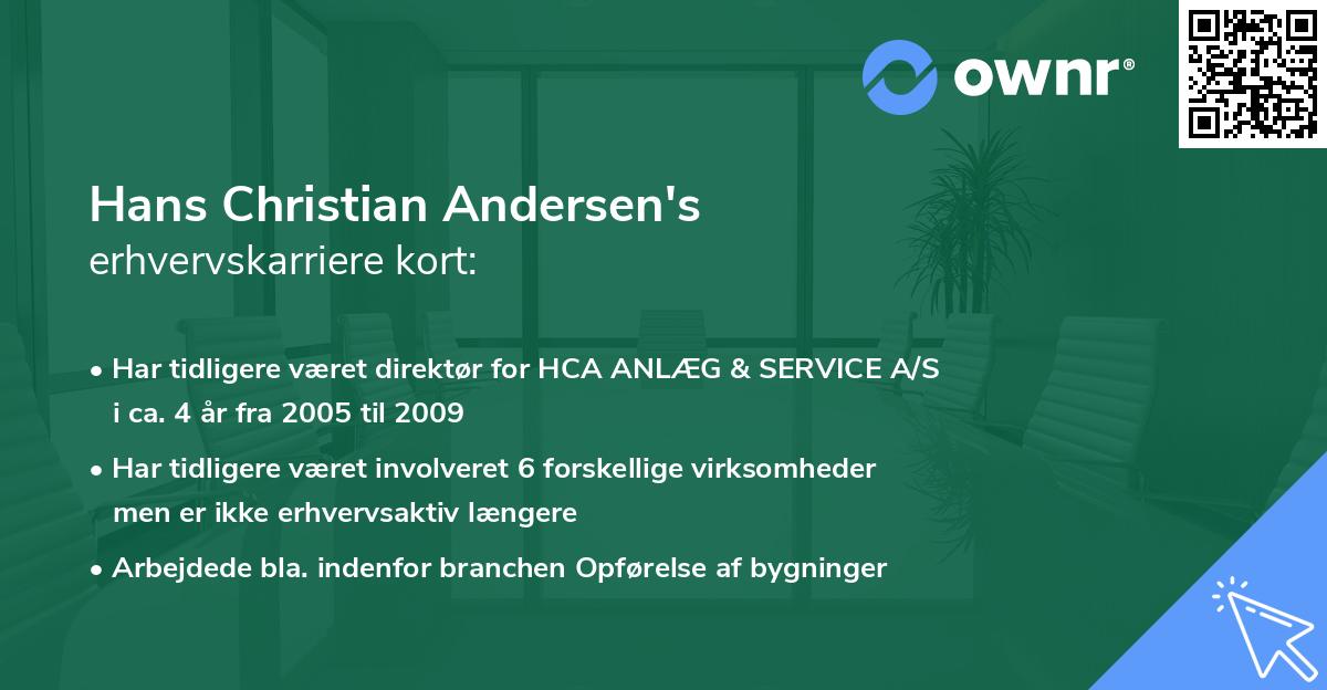 Hans Christian Andersen's erhvervskarriere kort