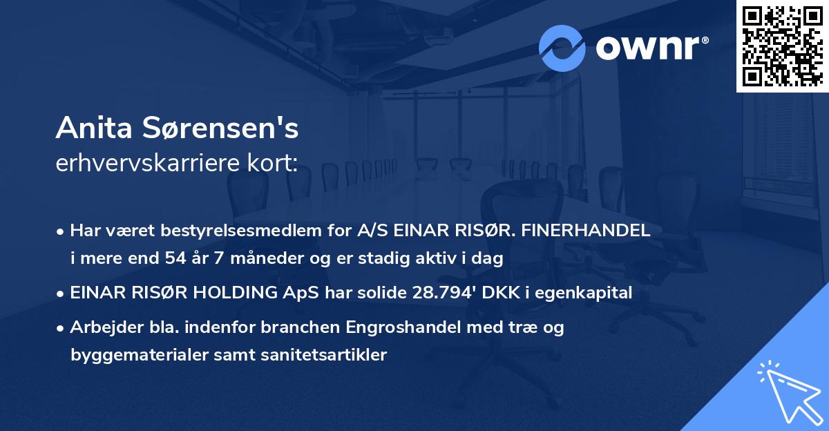 Anita Sørensen's erhvervskarriere kort