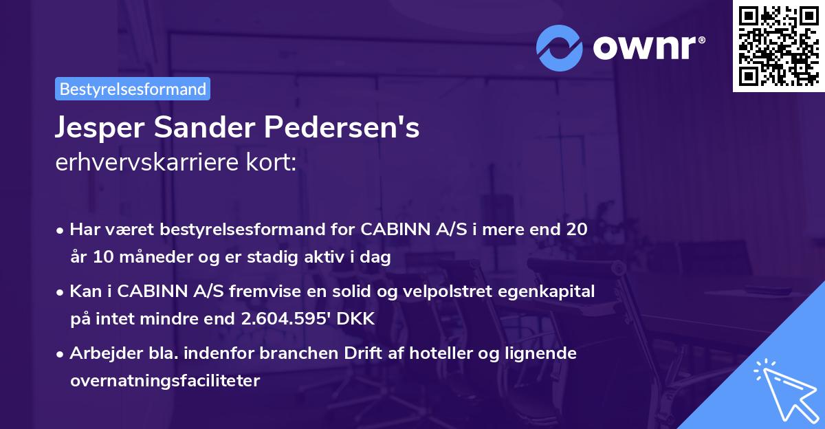 Jesper Sander Pedersen's erhvervskarriere kort