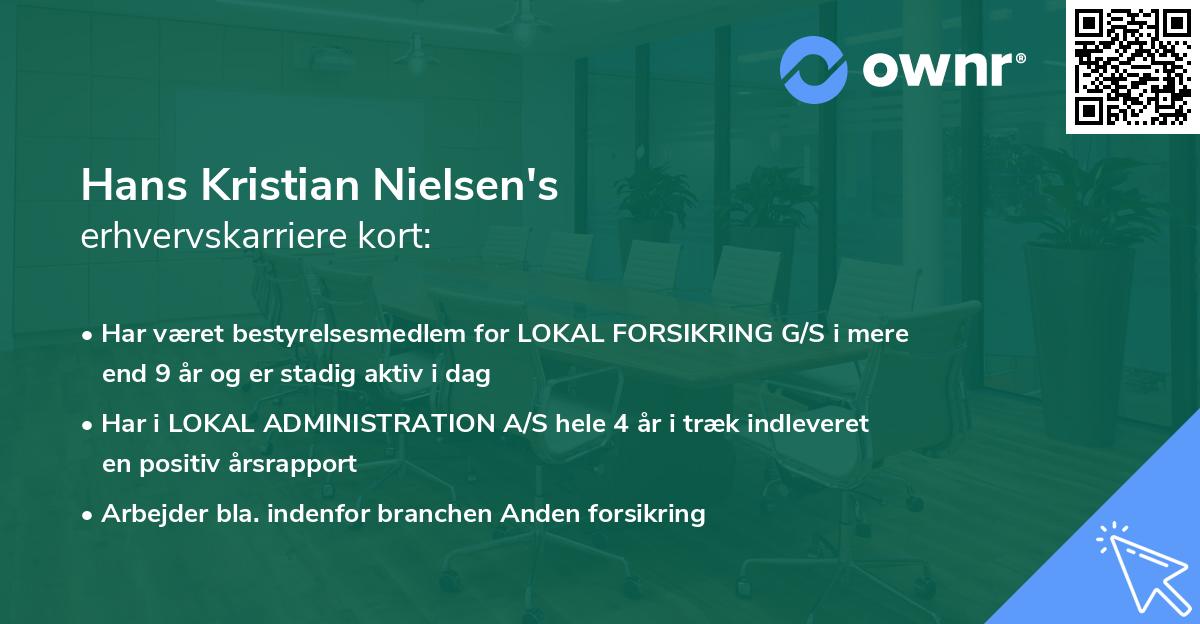 Hans Kristian Nielsen's erhvervskarriere kort