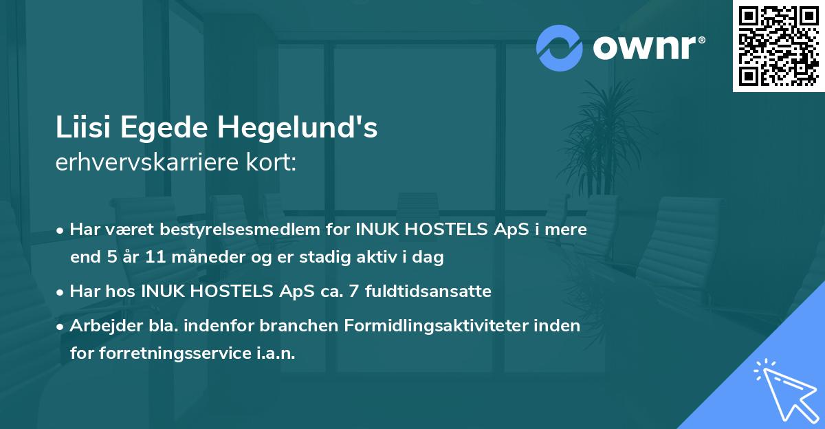 Liisi Egede Hegelund's erhvervskarriere kort