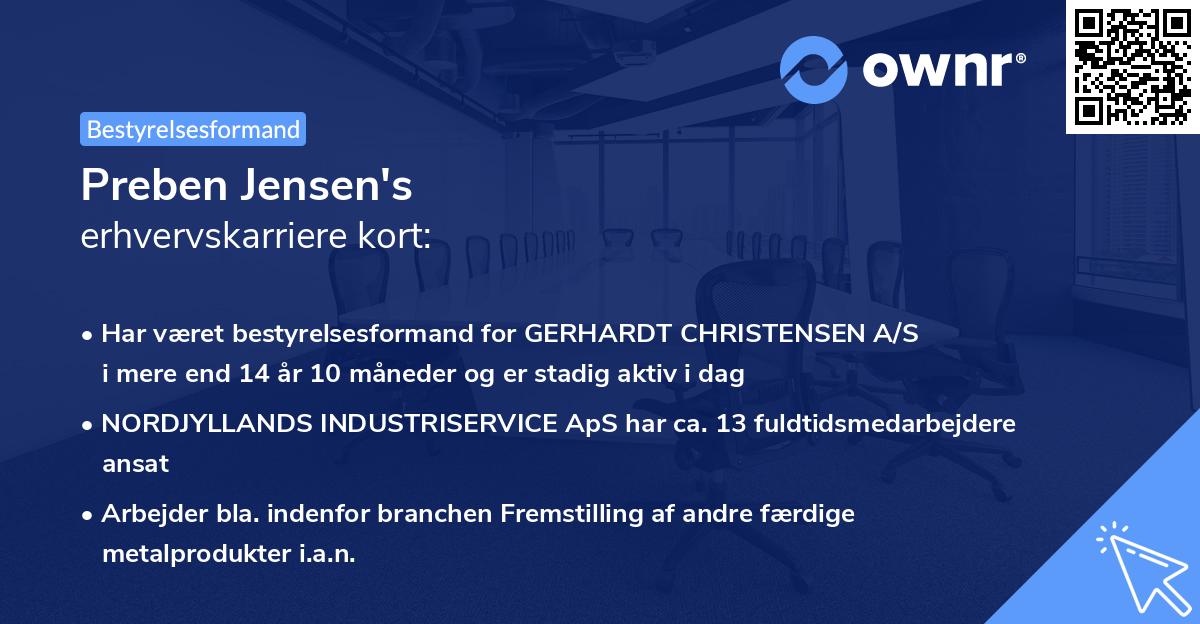 Preben Jensen's erhvervskarriere kort