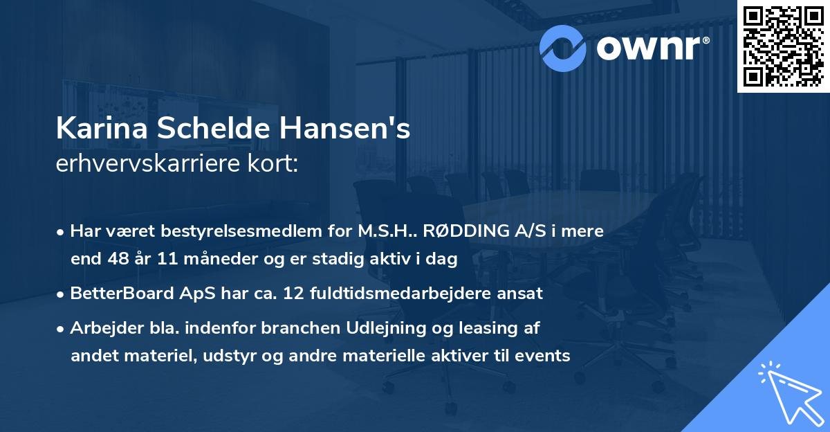 Karina Schelde Hansen's erhvervskarriere kort