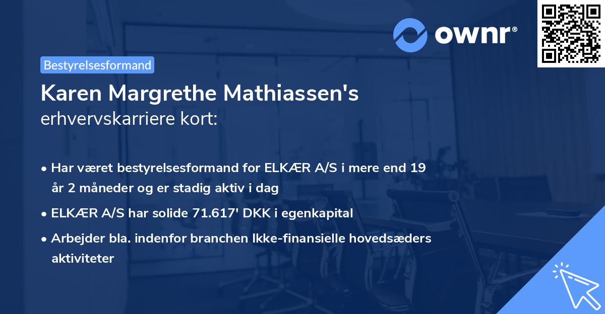 Karen Margrethe Mathiassen's erhvervskarriere kort