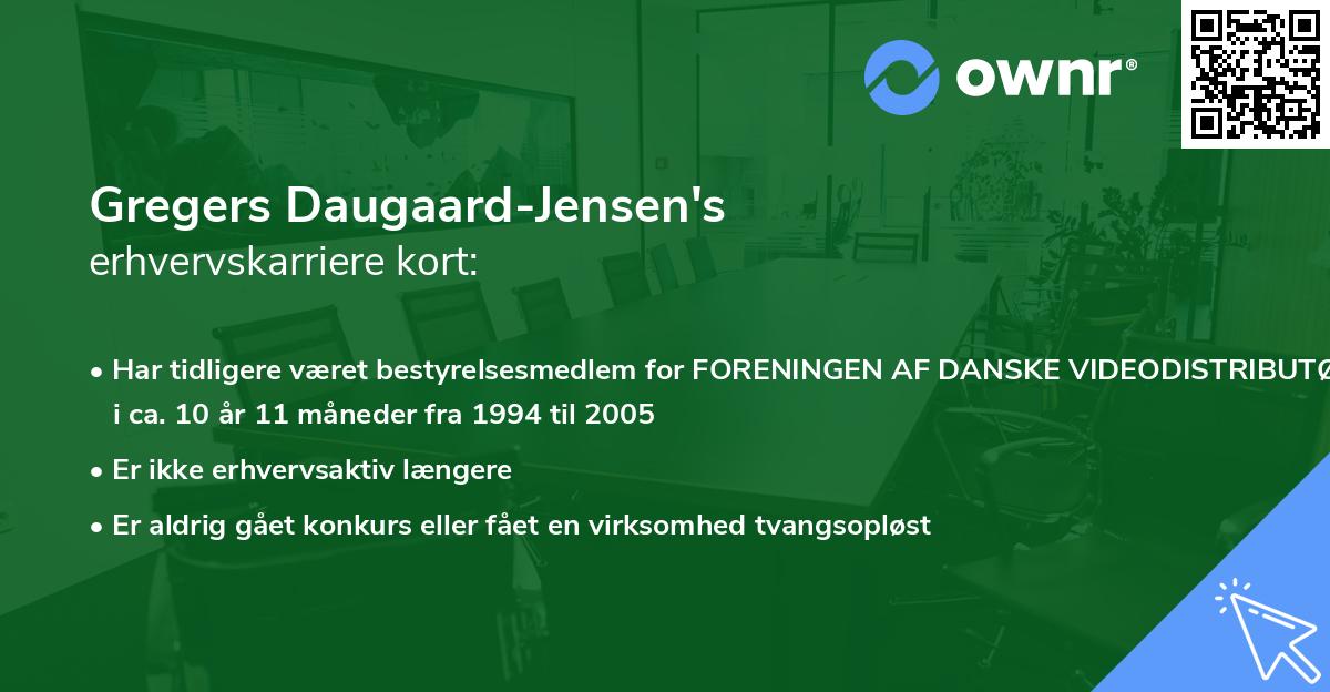 Gregers Daugaard-Jensen's erhvervskarriere kort
