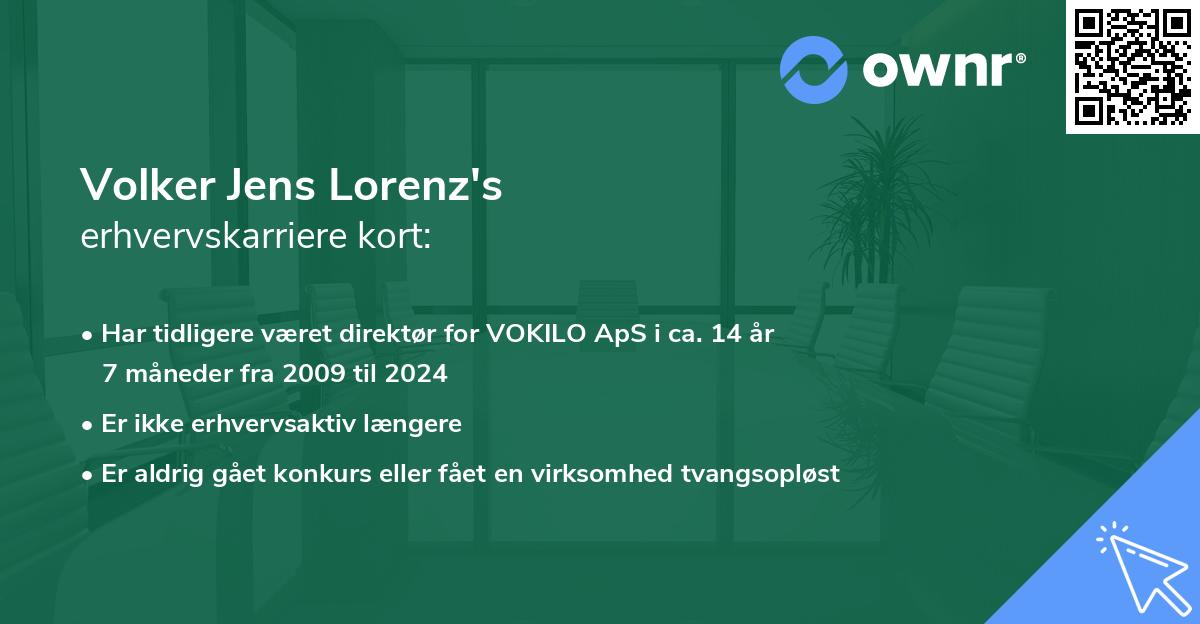 Volker Jens Lorenz's erhvervskarriere kort