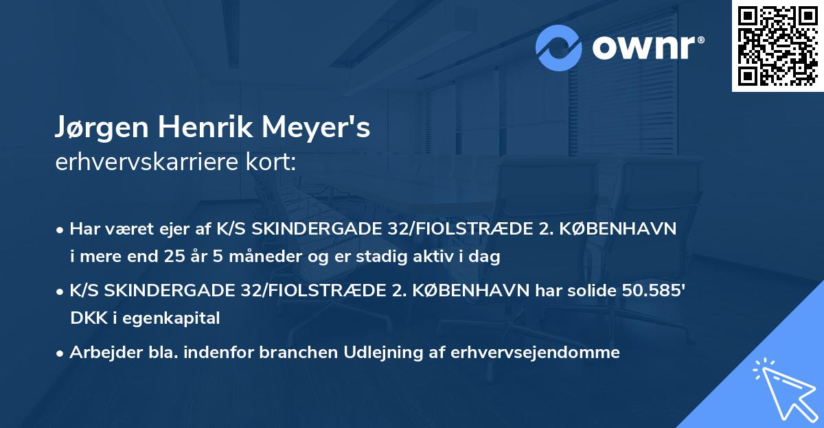 Jørgen Henrik Meyer's erhvervskarriere kort