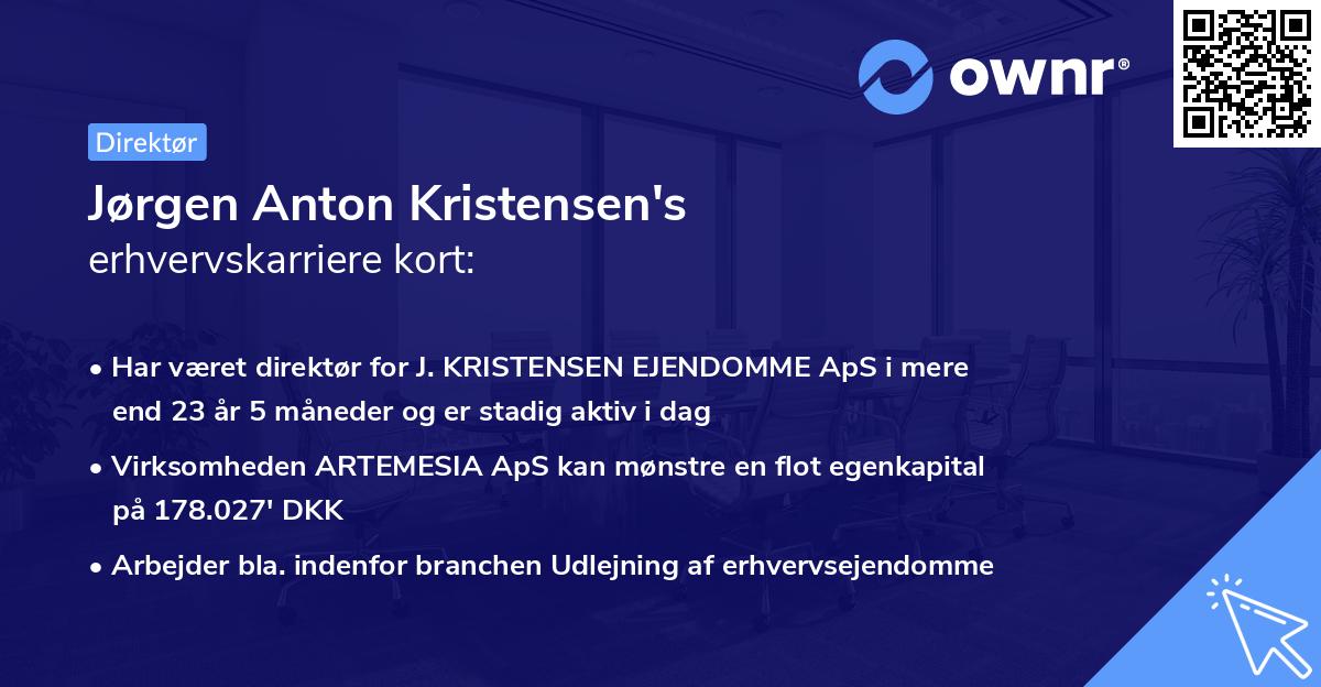 Jørgen Anton Kristensen's erhvervskarriere kort