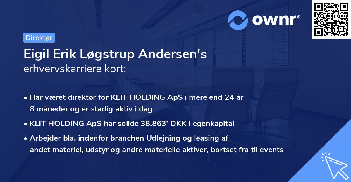 Eigil Erik Løgstrup Andersen's erhvervskarriere kort