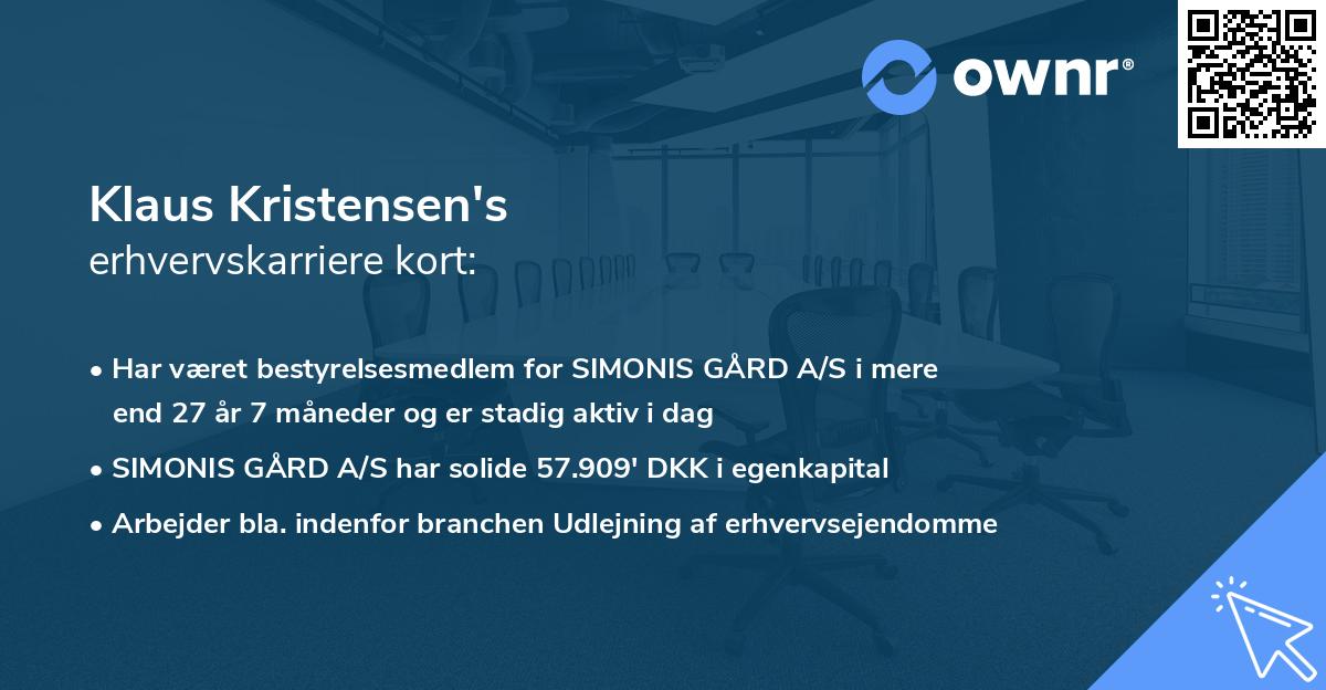 Klaus Kristensen's erhvervskarriere kort