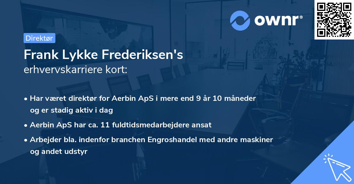 Frank Lykke Frederiksen's erhvervskarriere kort