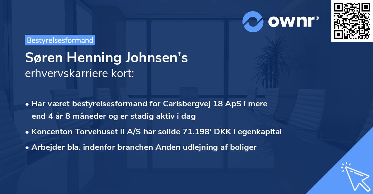 Søren Henning Johnsen's erhvervskarriere kort