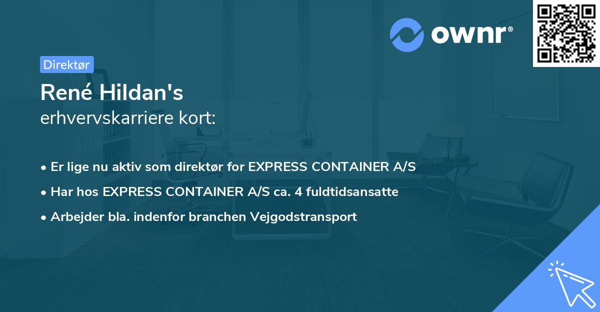 René Hildan's erhvervskarriere kort