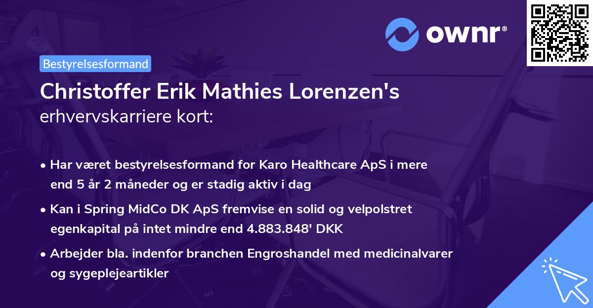 Christoffer Erik Mathies Lorenzen's erhvervskarriere kort