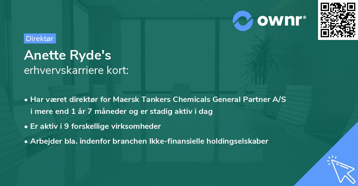 Anette Ryde's erhvervskarriere kort