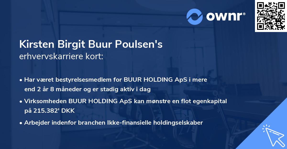 Kirsten Birgit Buur Poulsen's erhvervskarriere kort