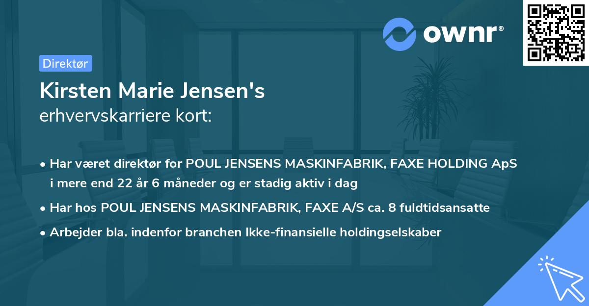 Kirsten Marie Jensen's erhvervskarriere kort