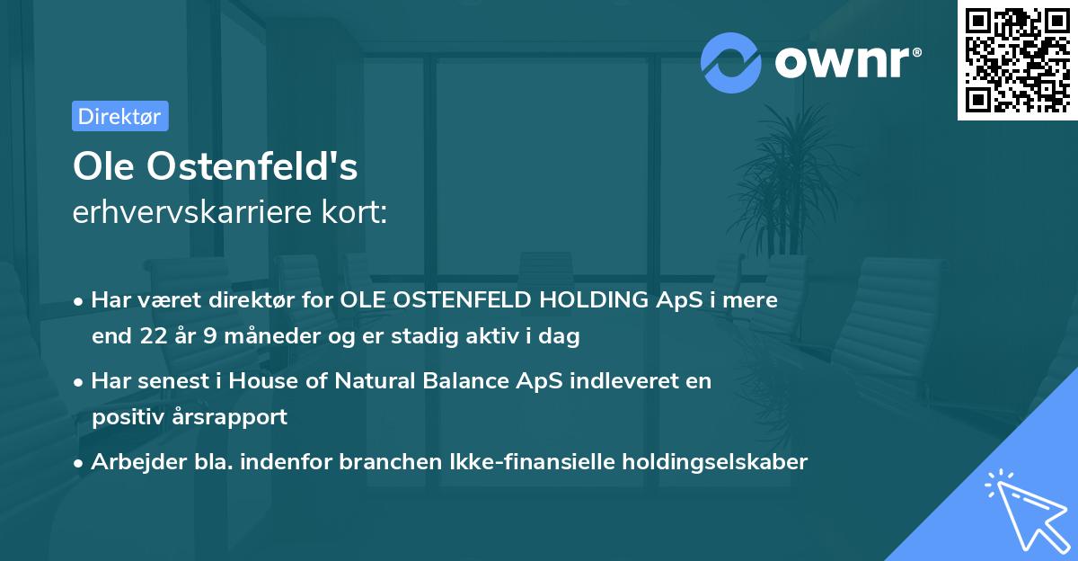 Ole Ostenfeld's erhvervskarriere kort