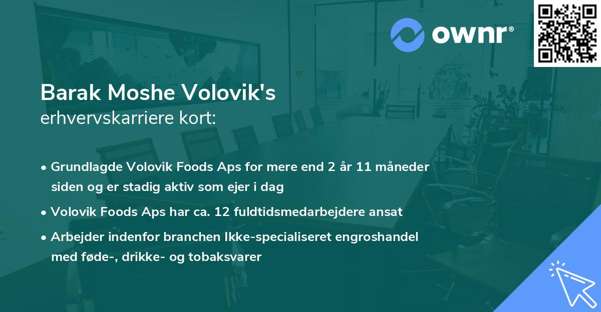 Barak Moshe Volovik's erhvervskarriere kort