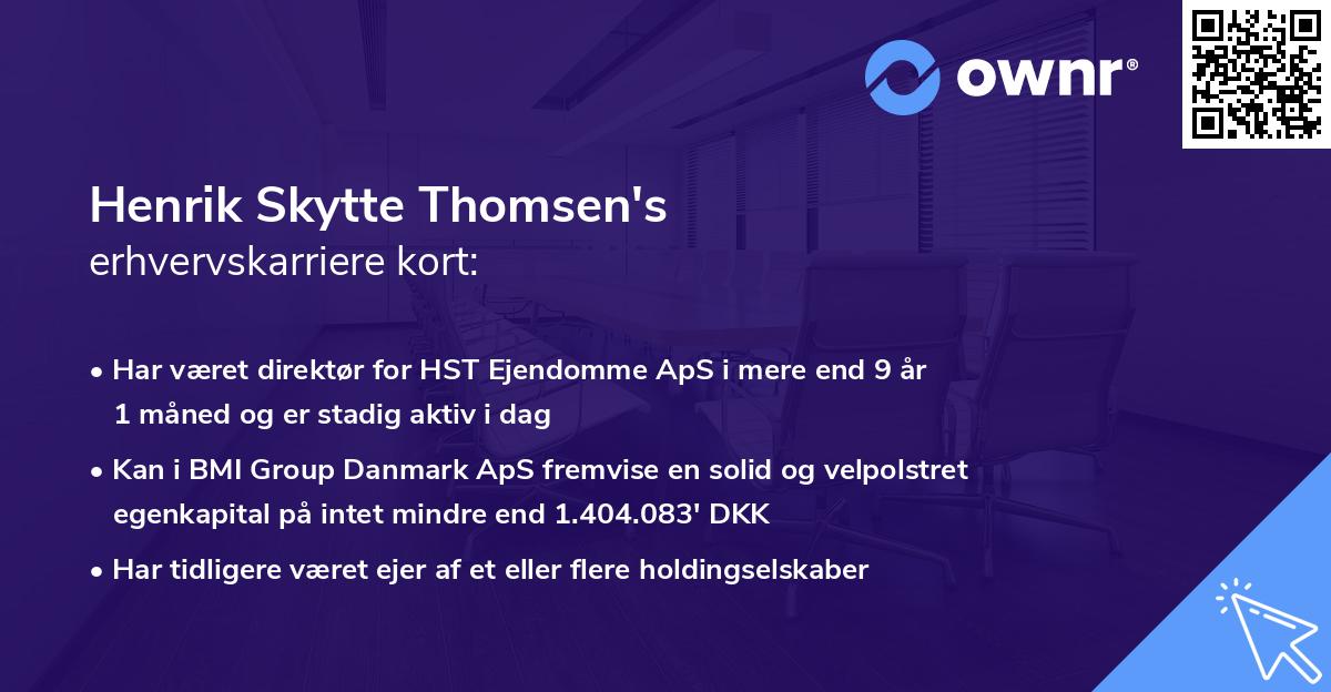 Henrik Skytte Thomsen's erhvervskarriere kort