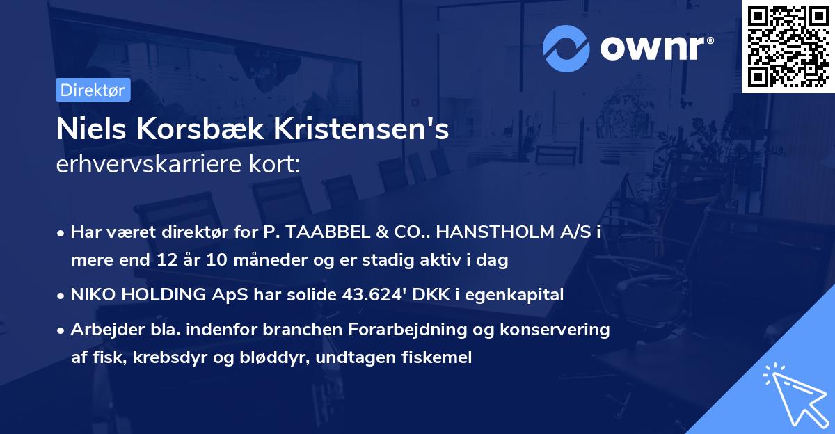 Niels Korsbæk Kristensen's erhvervskarriere kort