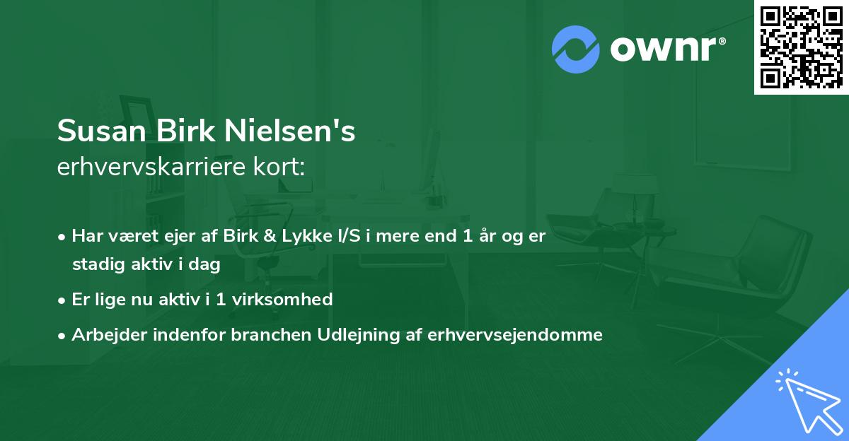 Susan Birk Nielsen's erhvervskarriere kort