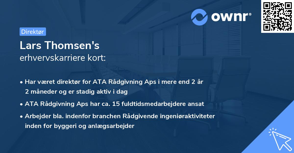Lars Thomsen's erhvervskarriere kort