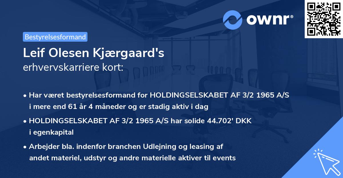 Leif Olesen Kjærgaard's erhvervskarriere kort