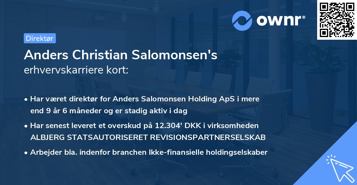 Anders Christian Salomonsen's erhvervskarriere kort