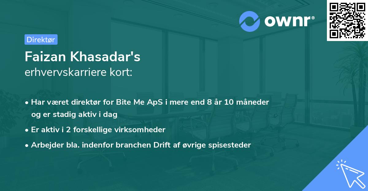 Faizan Khasadar's erhvervskarriere kort