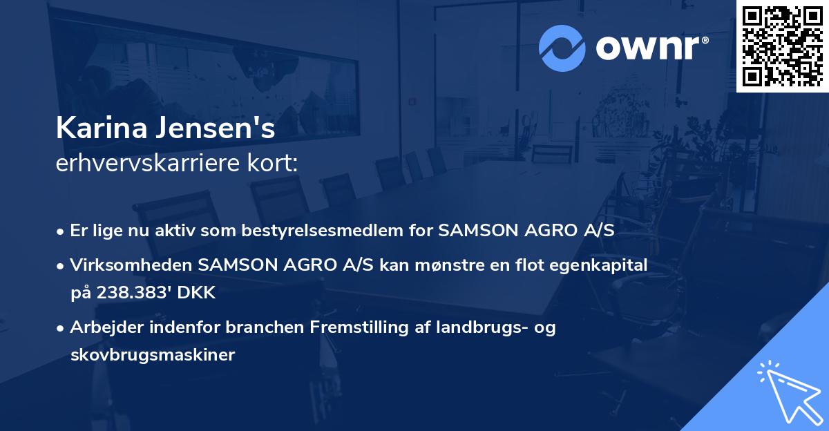 Karina Jensen's erhvervskarriere kort
