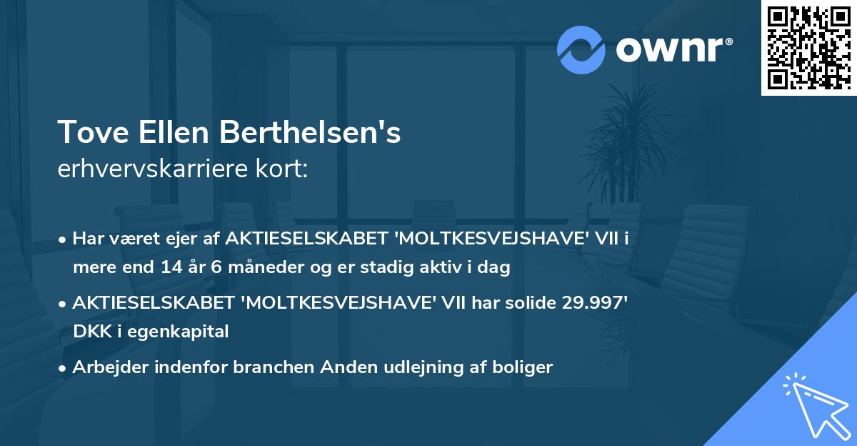 Tove Ellen Berthelsen's erhvervskarriere kort