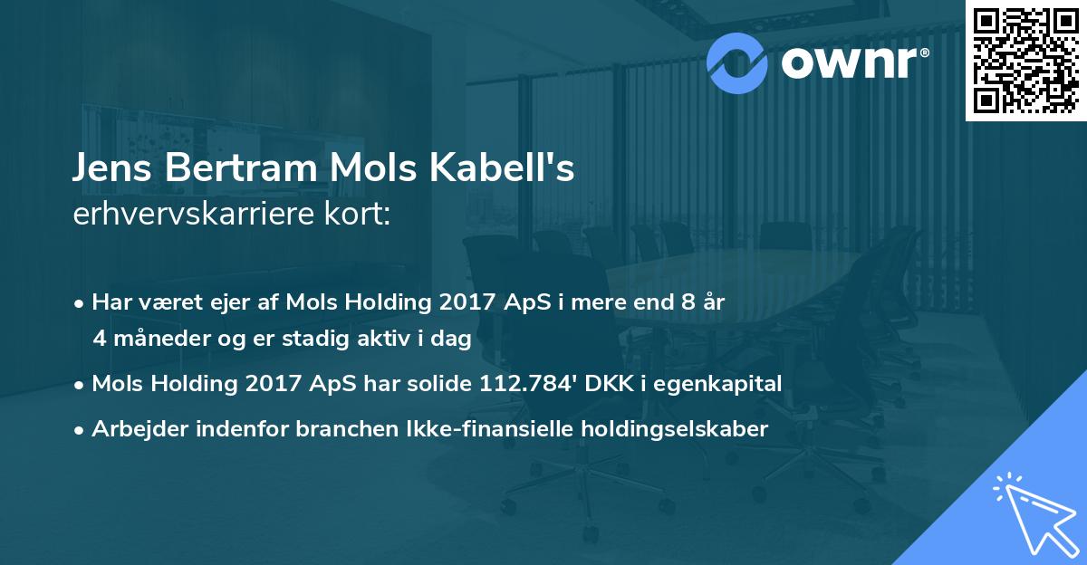 Jens Bertram Mols Kabell's erhvervskarriere kort