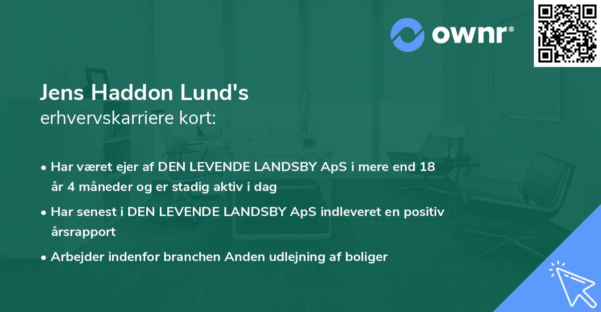 Jens Haddon Lund's erhvervskarriere kort