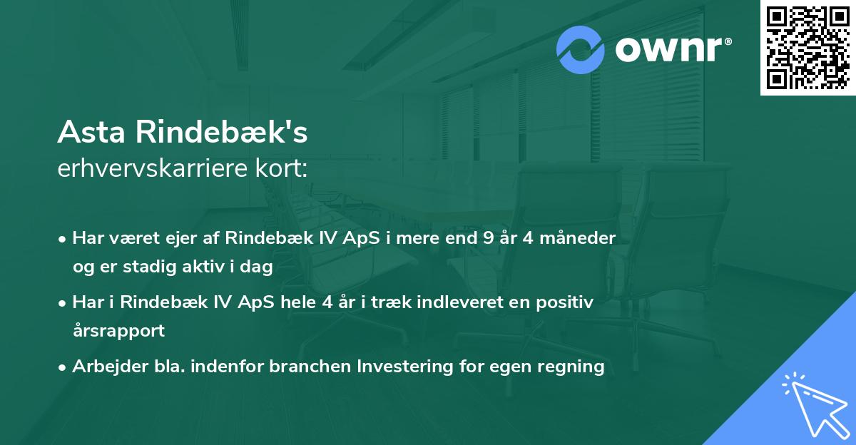 Asta Rindebæk's erhvervskarriere kort