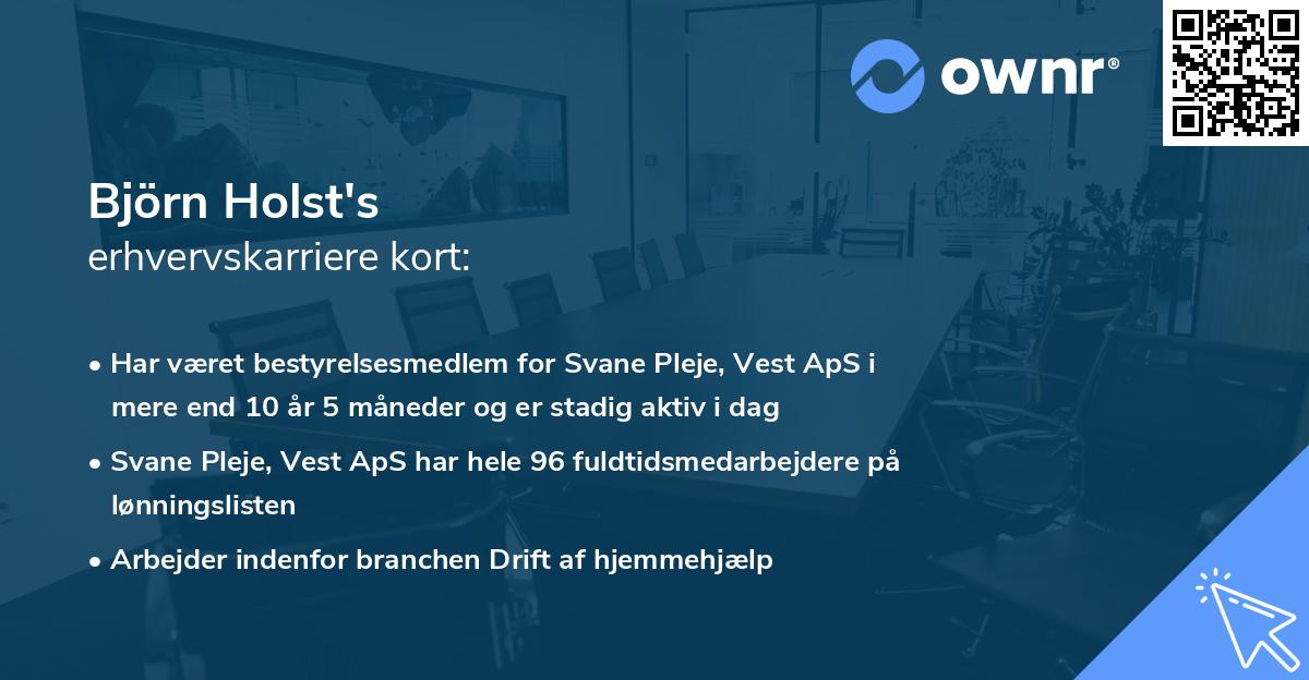 Björn Holst's erhvervskarriere kort